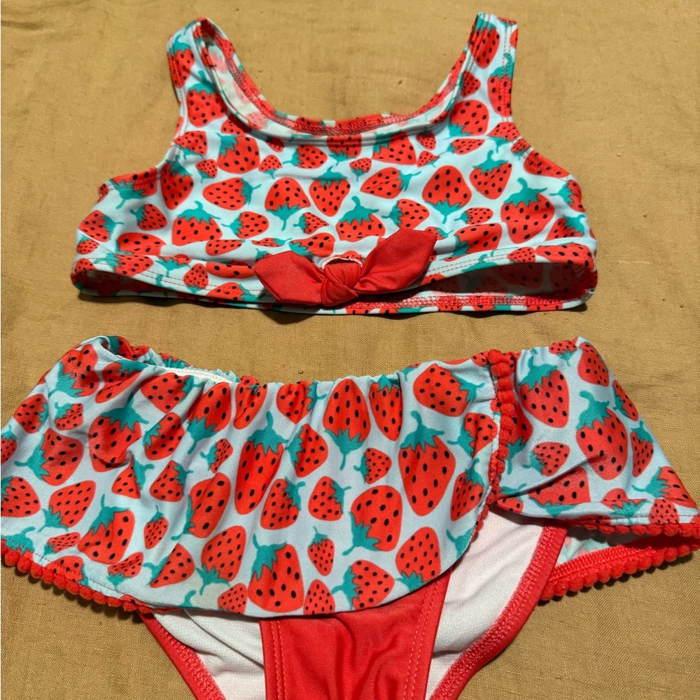 Girls size 5T Strawberry Print Bikini Set Cat & Jack